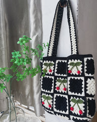 Handmade Crocheted Cherry Tote Bag