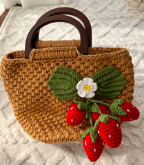 Handmade Crochet Strawberry Tote Bag