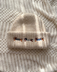 Cute Embroidered Dachshund Knit Beanie Hat