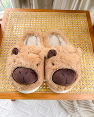 Cozy Capybara Cartoon Flurry Slippers