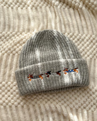 Cute Embroidered Dachshund Knit Beanie Hat