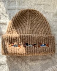 Cute Embroidered Dachshund Knit Beanie Hat