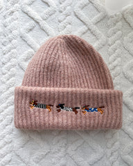 Cute Embroidered Dachshund Knit Beanie Hat