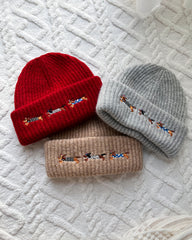 Cute Embroidered Dachshund Knit Beanie Hat