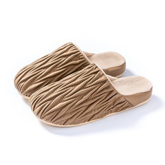 Ruched Vegan Leather Plush Winter Slipper