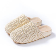 Ruched Vegan Leather Plush Winter Slipper